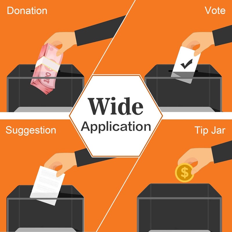 KYODOLED Black Donation Box for Fundraising, Suggestion Box with Lock and Key, Raffle Box for Tickets with Sign Holder, Tip Jar for Event and Organization, 6.2"x4.6"x4", 3PACK(Sign Card Not Contain) - Image 5